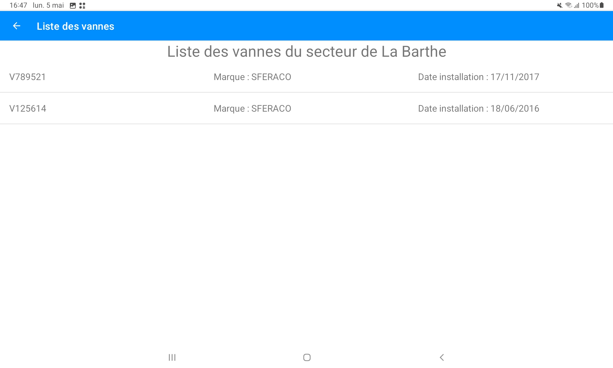 android liste vannes